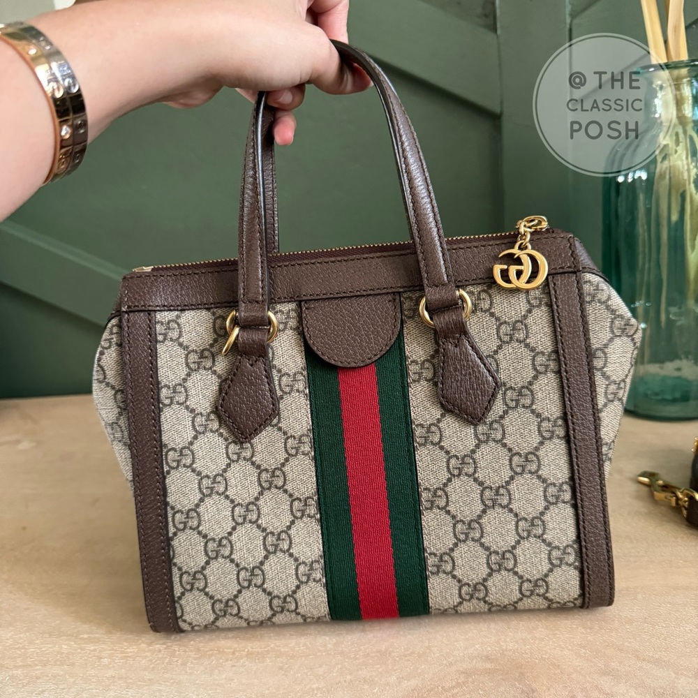 EUC GUCCI SUPREME SMALL SHOULDER CANVAS TOTE BAG - Picture 5 of 14